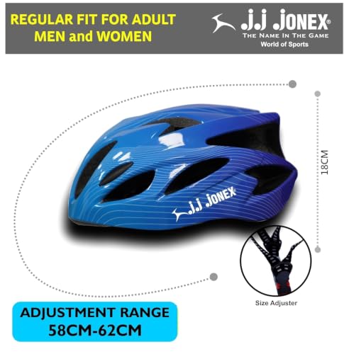 Image of JJ Jonex Adjustable Cycling & Skating Helmet with Detachable Visor | Light Weight | Adjustable Strap with Comfortable Chin Padding | Ideal for Men, Women & Kids (Blue, Large)