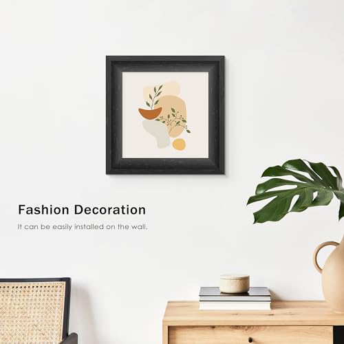 Image of 8x8 Picture Frame Black, 1.37-Inch Curved Extra Wide Edges, Vintage Style Picture Frame 8x8 inches for Wall Decor