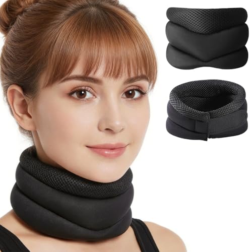 Neck Support for Snoring Neck Brace for Sleeping Adjustable 3-Stage Cervical Collar Relief of Sleep Apnea & Cervical Spine Pressure Soft Cervical Collar for Cervicorrect
