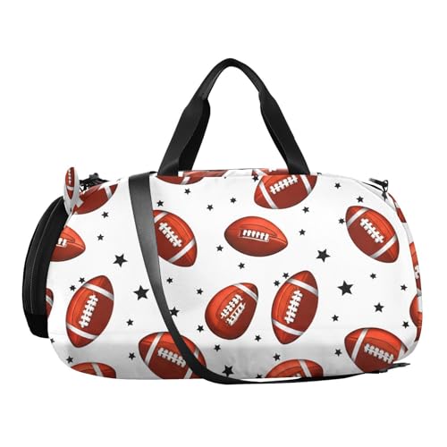 Stars Football White Kids Travel Duffel Bag for Boys Girls Overnight Weekend Tote Bag with Shoes Compartment for Dance Gym Sports2