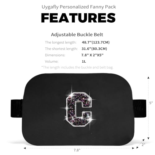 Image of Uygafly Customized Gifts for Mom Daughter Sister Her,Birthday Gift for Mom,Mom Gifts from Daughter,Mother in Law Gifts,Mama Gift Idea,Crossbody Bag Belt Bag | Black,Initial C