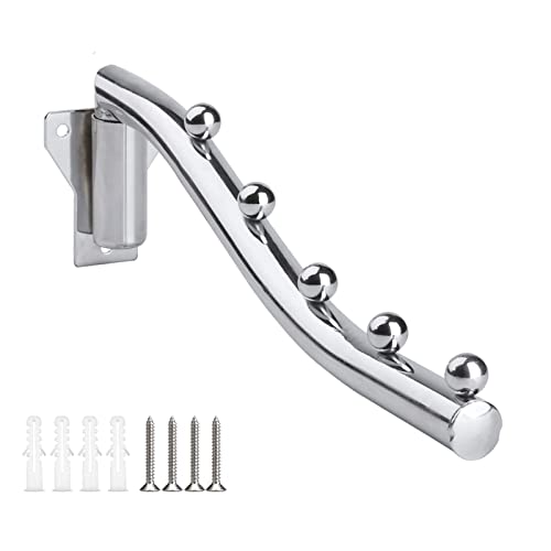 Porte Cintres Mural Pliant, Accroche Murale Vêtement, Porte-Vêtements à Rotation 180° Acier Inoxydable Support de Séchage Pivotant Suspendus Patère...