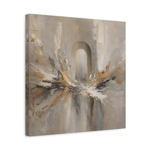 Art mural abstrait arche or tableau déco salon moderne carré 40x40 cm canvas