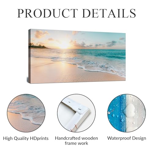 msspart Large Beach Canvas Wall Art - Sunset Painting Picture Print for Bedroom, Living Room, Office Decoration, Artwork Poster for Wall Decor by msspart - Used condition - Image 4