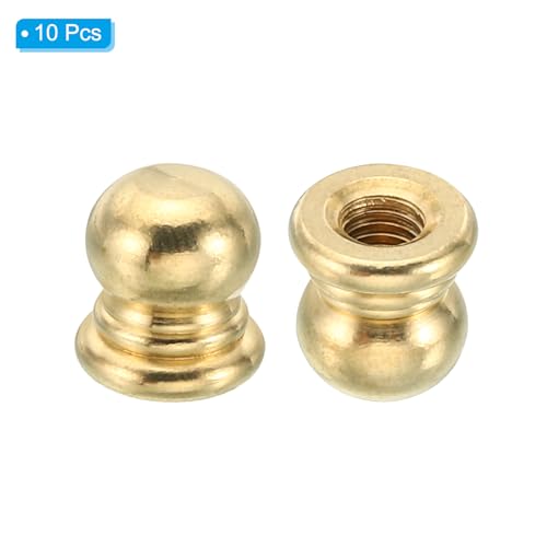 Image of PATIKIL M5x0.8 Thread Brass Cap Nuts Knob, 10 Pack Lamp Finial Decoration Screw Caps Nut Handle Knob Decoration for Lighting Furniture Cabinet, 10mm