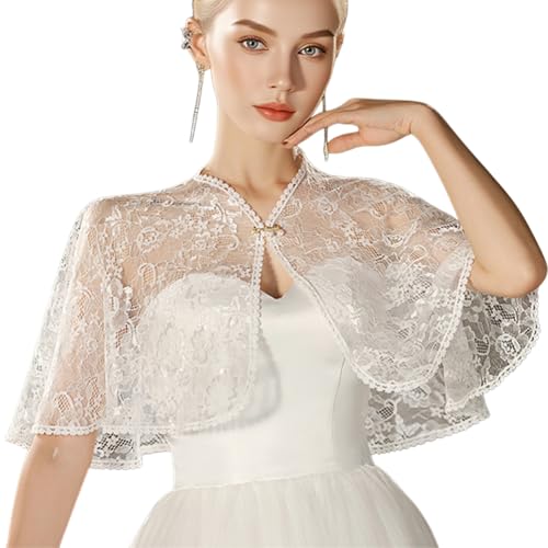 BEAMARKER White Lace Shawl for Women Polyester Elegant...