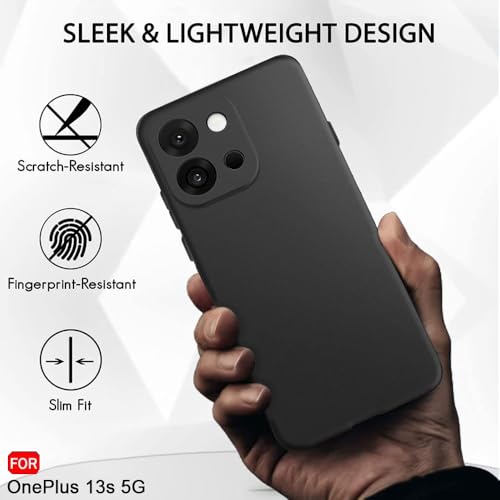 Image of TheGiftKart Sleek Back Cover Case for OnePlus 13s 5G | Slim Fit Protective Design | Ultra Matte Finish | Camera Protection Bump | Soft Silicon Back Cover Case for OnePlus 13s 5G (Silicone, Black)