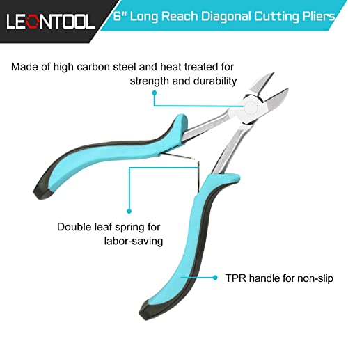 Image of Long Reach Side Cutters Mini Diagonal Cutting Pliers 6 Inches Wire Cutting Pliers Diagonal Cutter Nipper Repair Pliers for Jewelry Making Crafting
