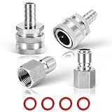 Stainless Steel Quick Disconnect 1/2 NPT Female Quick Connect Set 1/2' Barbed Fitting Homebrew Beer Brewing Quick Disconnect Kit for Wort Brewing Pump Wort Chiller Ball Valve with O-Rings