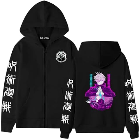 Ubeisy Casual Hoodie for Men and Women Anime Gojo Satoru Hoodie Sweatshirt Jacket Coat,D-1/L Cover