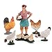 LC JoyCre Realistic Rooster Toy Figurine 6PCS Chick Farm Animal Model Set Hen Chicken Party Desktop Decoration Collection Educational Toys Set for Kid Boys Girls 5 6 7 8 Years Old