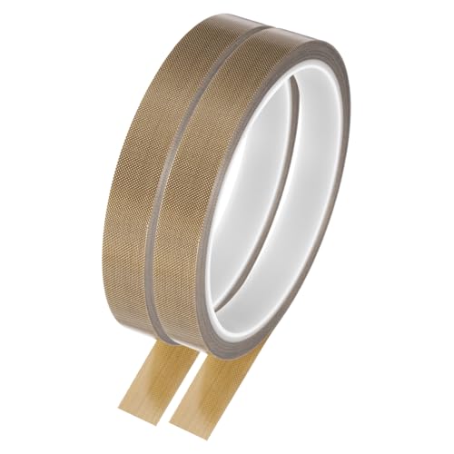 Image of MECCANIXITY 2 Pcs High Temperature Tape 15mm PTFE Coated Fabric Tape Heat Resistant Tape for Vacuum Sealers Adhesive Tape 10m /33ft Brown 0.18mm Thickness