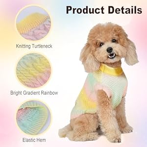   Dog-Sweater-for-Medium-Dogs-Colorful-Knitted-Puppy-Sweater-Winter-Warm-Dog-Clothes-Turtleneck-Sweater-Pullover-for-Pet-Cat-Doggie-Colorful-M