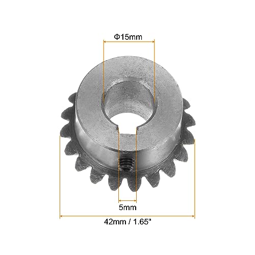 Image of HARFINGTON 2pcs Bevel Gear 2M 20 Teeth 15mm Shaft Hole 1:1 Tapered Pinion Gear with 5mm Keyway 45# Steel 2 Module 90 Degree Steering Gear with M5 Fixing Hole, for Hardware Mechanical Rotation