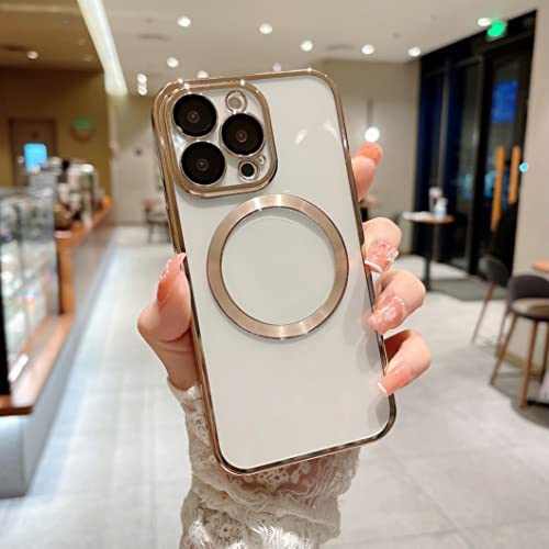 Image of MIDOS Silicone Back Cover Compatible With iPhone 15 Case Ring Logo Cut With Lens Protection Chrome Back Case Cover For-iPhone 15 (Gold)