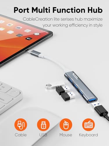 Image of CableCreation 4 in-1 USB C Hub(Lite Series), Type C Multiport Adapter with 1 x USB 3.0 & 3 x USB 2.0 Ports,Up to 5 Gbps Super Fast Data Transfer for MacBook Pro /Air,iPhone 15 Pro Max,PS4, Xbox,