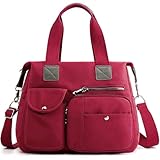 [Conutoo] ショルダーバッグ レディース 撥水 斜めがけ 肩掛けバッグ ナイロン コンパクト ポケット多い マザーズバッグ 多機能 軽量 女性用カバン カジュアル 通学 通勤 旅行 人気 男女兼用 プレゼント (レッド)