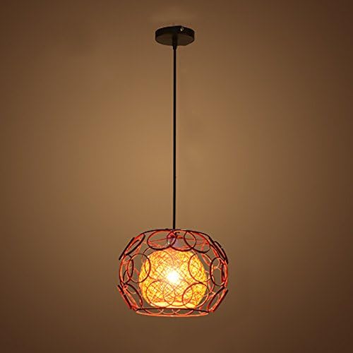 Amazon Co Jp 中空ペンダントライト 手作りランプシェード E27 リビングルームベッドルームキッチンダイニングルームバルコニーシーリング ライト 日本のシンプルスタイルクラブバーカフェアイアンハンギング照明 コードの長さ100cm Color Red サイズ 32cm