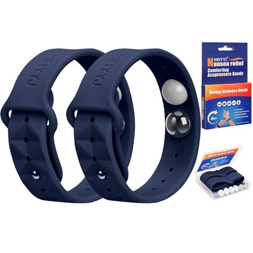 Image of Motion Sickness Bracelets for Adults & Kids Sea Sickness Wristbands for Travel Anti Nausea Bands for Motion & Morning Sickness Relief for Pregnant Women-Ideal for Car Air Cruise Travel-Dark Blue