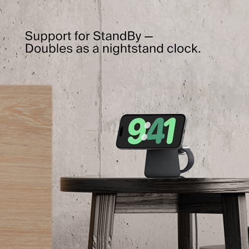 Image of Belkin 2-in-1 Qi2 Wireless Charging Dock 15W Fast Charge iPhone Charger Compatible with iPhone 17, 16, 15, 14, and 13 Series, AirPods and Other Qi2 Enabled Devices, Includes Power Supply - Black