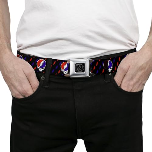 Grateful Dead Seatbelt Buckle Belt, Steal Your Face Mini Lightning Bolt3