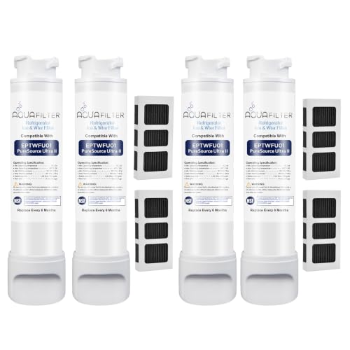 Image of EP-TWFU01 Refrigerator Water Filter Replacement compatible for Frigidaire EP-TWFU01, EWF02, Pure Source Ultra II, Puresource Ultra 2, SCWFTCTO & PureAir Ultra II PAULTRA2 Air Filter Combo(4+4-Combo)
