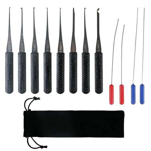 Kaiyzo Kit d Extraction de Clé Cassée, Ensemble de 12 Outils de Retrait de Fragment, Extracteurs en Acier Inoxydable avec Pochette de Rangement, Kit Professionnel pour Réparation et Serruriers, Noir