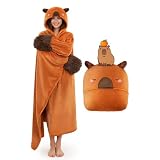 Mewaii Batamanta Unisex de Capibara 130x158 cm - Felpa Súper Suave, Manta Térmica Acogedora para Todo el Año