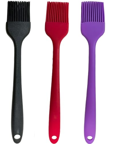 NXRACSH Pennello da pasticceria per cottura, pennello in silicone per cucinare, resistente al calore a 315 °C, per olio e salse, non perde peli, per cucina, burro, pane, carne, uova, torte, baster (3