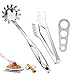 3 Stück Edelstahl Spaghetti Server Set 9,4 Zoll Edelstahl Spaghetti Pasta Zange 12,8 Zoll Pasta Löffel Server Gabel 4 Loch Spaghetti Messgerät Hitzebeständiger Servier für Nudeln Pasta Backen Kochen