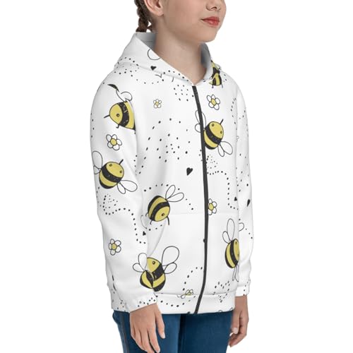 Cartoon Doodle Cute Bees Kid Hoodies Boys Zip Up Sweatshirts Girls Pullover with Pocket4
