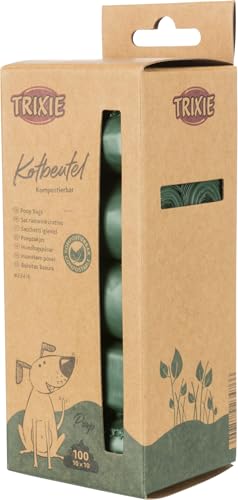 TRIXIE Hundekotbeutel - kompostierbar - 10 Rollen á 10 Blatt - für die täglichen Spaziergänge - waldgrün - 23476