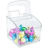 Azar Displays 400433 - Papelera para caramelos con bisagras con ranura para etiquetas de precio, dispensador de acrílico transparente, 17 x 18 x 18 cm (H x W x P) - Contenedor compacto alimentado por