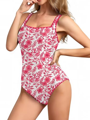 Image of Upopby Women's Vintage Padded Push up One Piece Swimsuits Tummy Control Bathing Suits Plus Size Swimwear