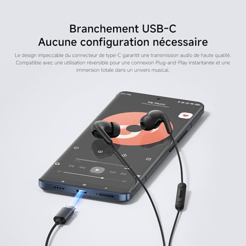 XIAOMI Écouteurs Type-C, Son de Haute qualité 12.4mm Driver, Microphone HD, Confortable en Usage Design Ergonomique, Contrôle par câble à Trois Boutons, IP54 Noir – Image 4