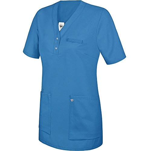 BP 1740-435-116-3XL Überzieh-Kasack für Frauen, 1/2 Hülse, V-Ausschnitt mit schmalem Druckknopfband, 180,00 g/m² Stoffmischung, azurblau ,3XL