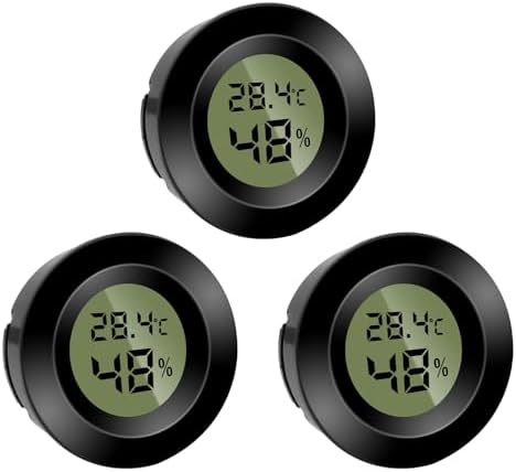 3 Stück Mini Digital Hygrometer Thermometer Rund Luftfeuchtigkeitsmessgerät Temperatur Feuchtemessgerät Fahrenheit (℉) or Celsius(℃) für Innenraum Büro Wohnzimmer (Batterien Enthal