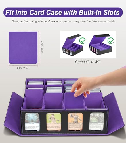 Image of TiMOVO Trading Card Dividers for Commander Deck Boxes with Built-in Slots, 12 PCS Card Supporters Separator for MTG TCG Sports Cards Organizer Box, 2.91x3.35in, Purple