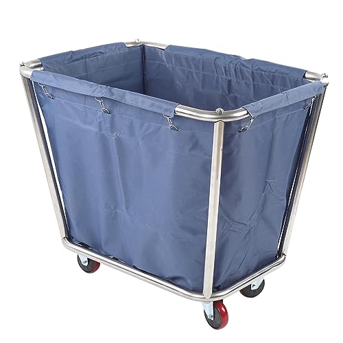 Ejoyous Laundry Basket Trolley on Wheels, Heavy Duty Stainless Steel Commercial Laundry Cart Rolling Laundry Sorter 350L for Hotel Laundry Room