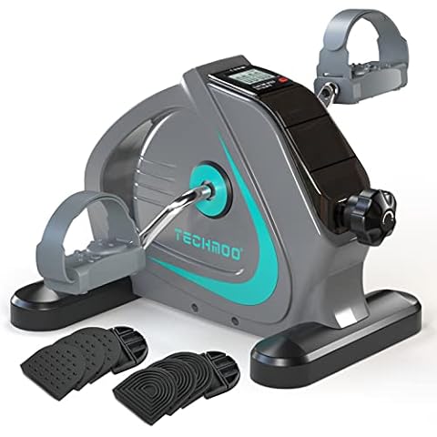 TECHMOO Under Desk Bike Pedal Exerciser Portable Mini Home Exercise Bike with 5LBS Flywheel Sitting Peddler Exerciser for Seniors Legs and Arms Trainer Physical Therapy Equipment Exercise Bicycle Cover