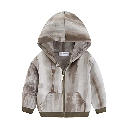 Image of Mud Kingdom Toddler Boys Jersey Full Zip Hoodie Fashion Tie Dye Brown 3T