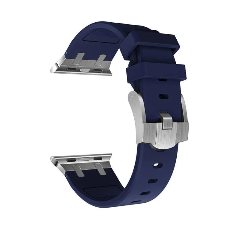 Image of Compatible Apple Ultra Watch Band 49mm 45mm 44mm 42mm Liquid Silicone Design Strap with Stainless Steel Adapter for iWatch SE Series 9 8 7 6 5 4 3 2 and Ultra for Men and Women