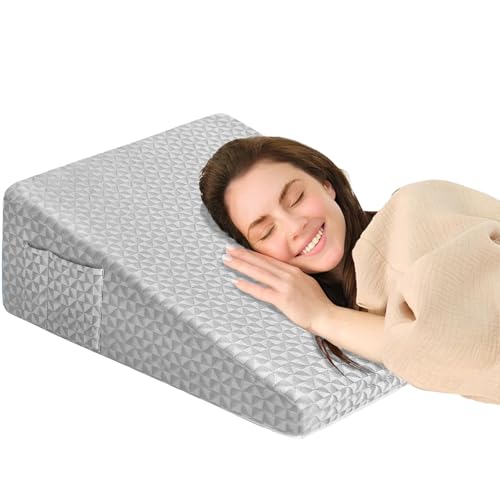 Image of Wedge Pillow for Sleep Apnea, 12 inch Memory Foam Bed Wedge After Surgery | Dual-Layer Foam with a High-Density Base Provides Stable Support, Resists Flattening, and Stays Secure with a Non-Slip Bottom