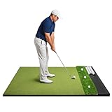 Golf Hitting Mat with Ball Tray 5x4ft - 6x4ft Dual-Turf Practice Mat for Indoor & Outdoor Use Golf Training Mat with Rubber Tee Holes, Suitable for Swing Driving & Chipping (6x4ft - 31mm)