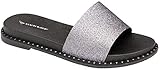Mit Nieten verzierte Sohle Dunlop Damen-Flip-Flops mit Memory-Schaum, Zehensteg, zum Reinschlüpfen, Strandsandalen, - Ava Silver - Größe: 37 EU