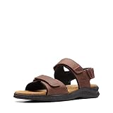 Clarks Men's Hapsford Creek Sandal, Brown Tumbled Leather, 12