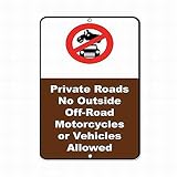 Mefoll Panneau en étain avec inscription « Private Roads No Outside Off Road Vehicles Allowed Style 1 x Panneau d'avis 12 x 16 cm