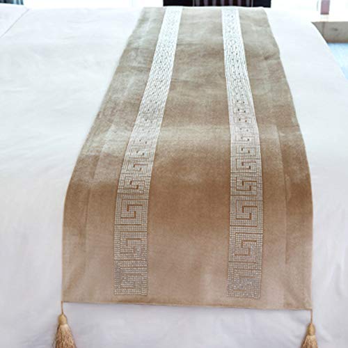 Bam - Store Fashion Geometric Bed Runners Scarf Luxury Bed Tail Towel Velvet Bedding Decor Bed Cover Protection For Bedroom,Gold-45X240Cm(For 2M Bed) #TOP1