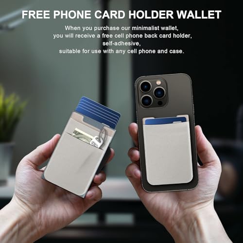 XIPOO Mens Slim Wallet with Money Pocket ，Minimalist Pop up Credit Card Wallet RFID Blocking Ultralight Small Aluminum Wallet + Cell Phone Wallet4