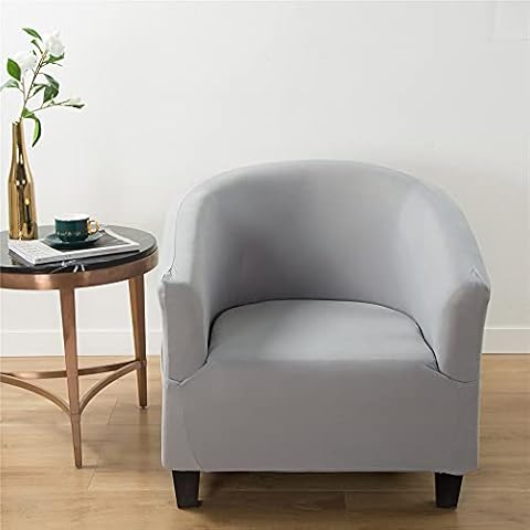 Highdi Stretch Tub Chair Slipcover 1 Piece Club Sofa Cover for Armchair, Dust Proof Universal Washable Solid Color Furniture Protector Cover Couch Covers for Living Room Cafe (light grey) Cover